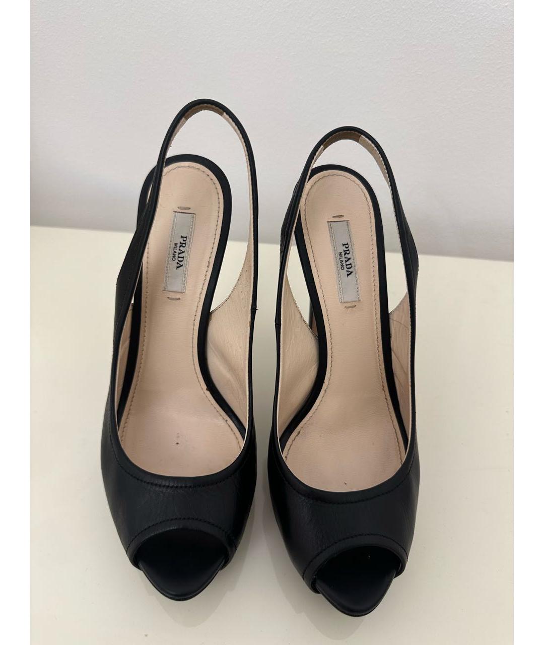 PRADA Черные кожаные босоножки, фото 2