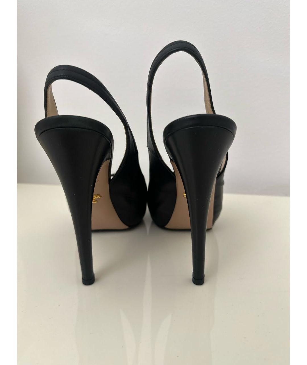 PRADA Черные кожаные босоножки, фото 4