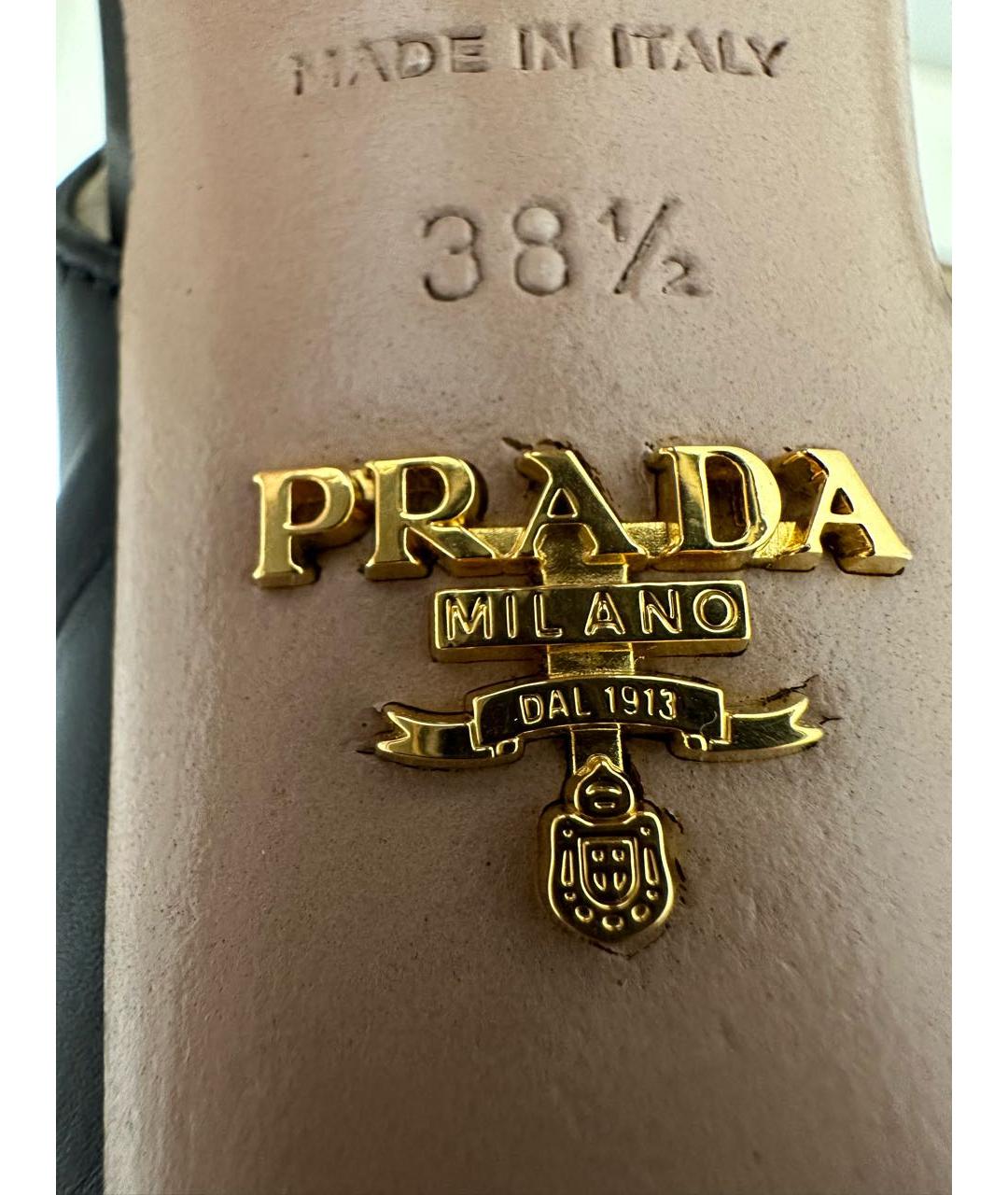 PRADA Черные кожаные босоножки, фото 5