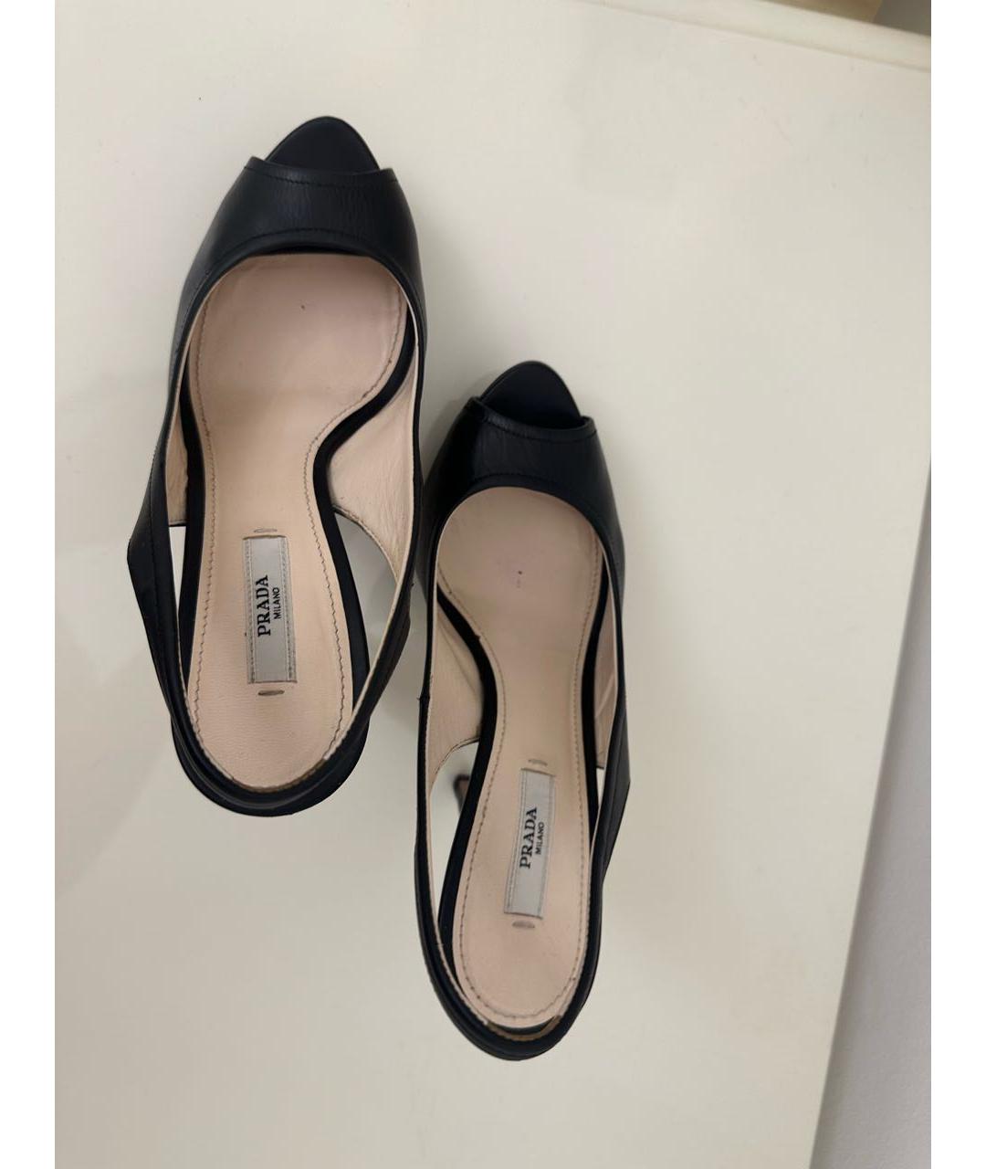 PRADA Черные кожаные босоножки, фото 3