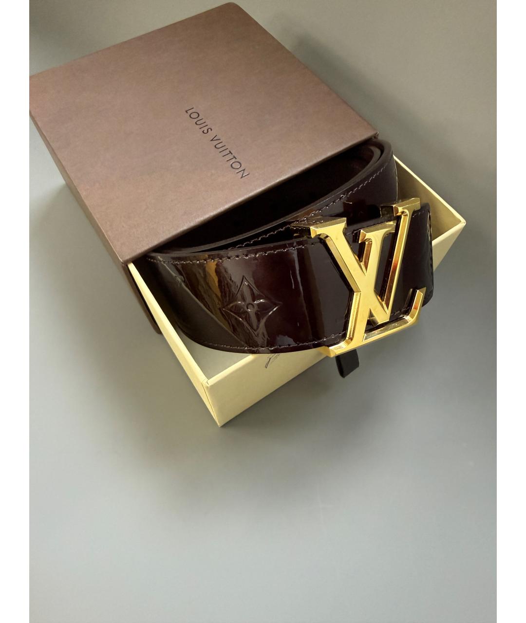 LOUIS VUITTON Черный ремень из лакированной кожи, фото 4