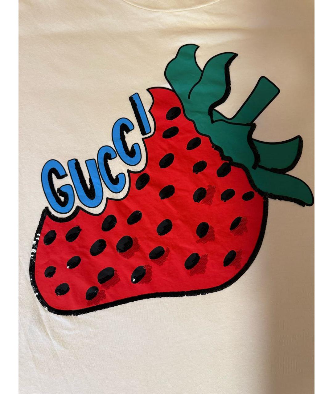 GUCCI Бежевая хлопковая футболка, фото 4