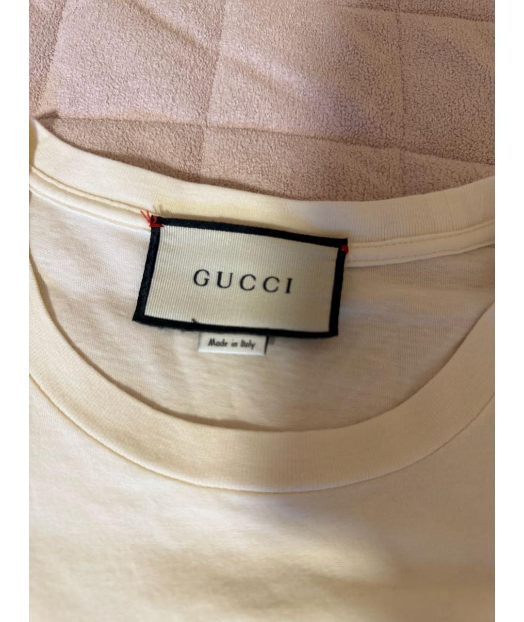 GUCCI Бежевая хлопковая футболка, фото 7