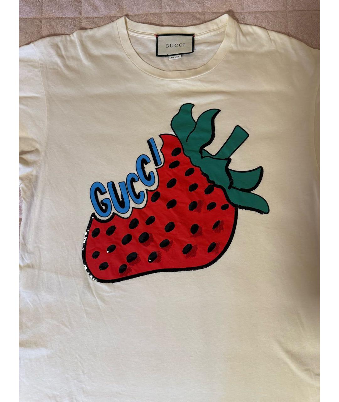 GUCCI Бежевая хлопковая футболка, фото 3