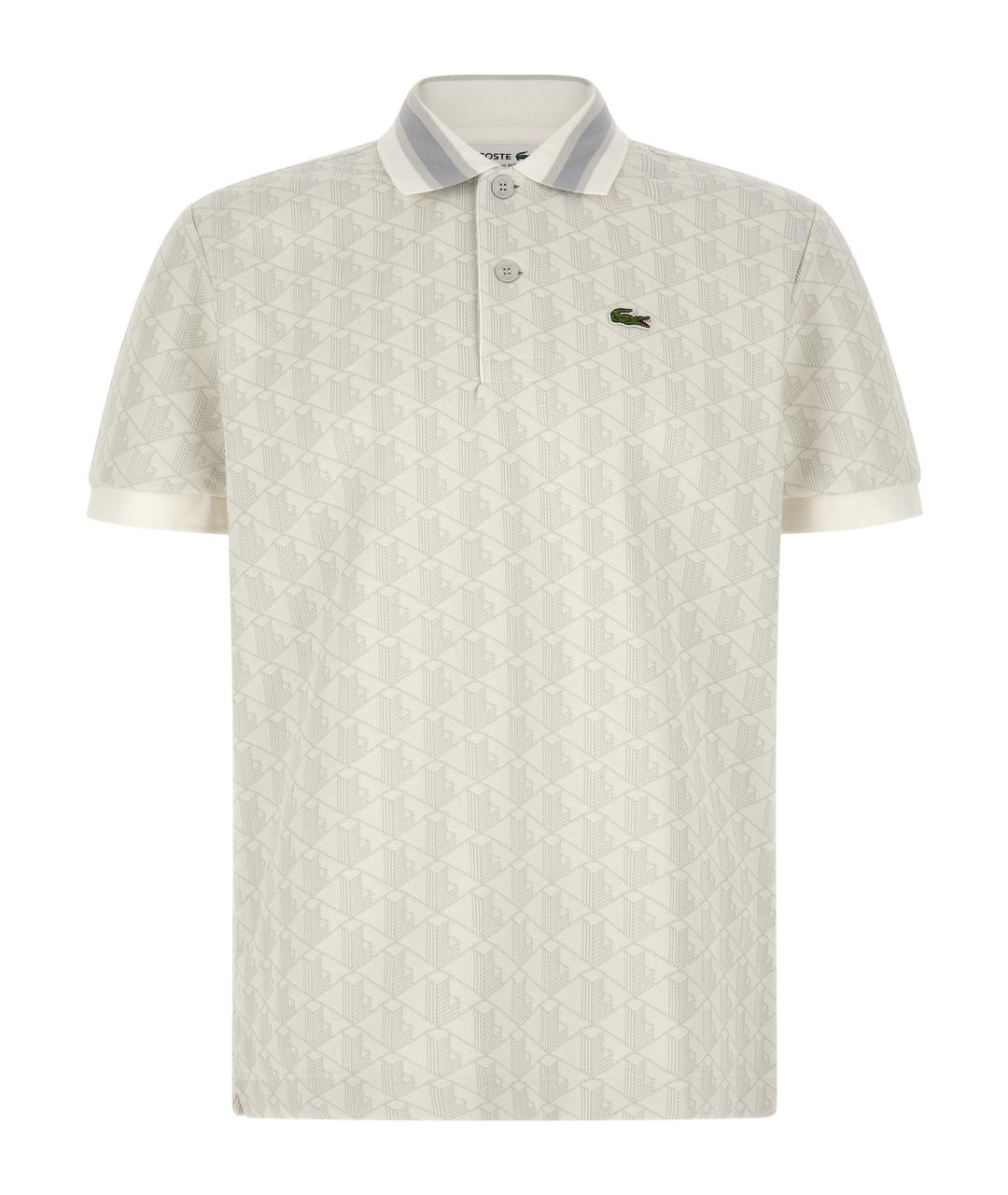 LACOSTE Бежевое хлопко-полиэстеровое поло с коротким рукавом, фото 1