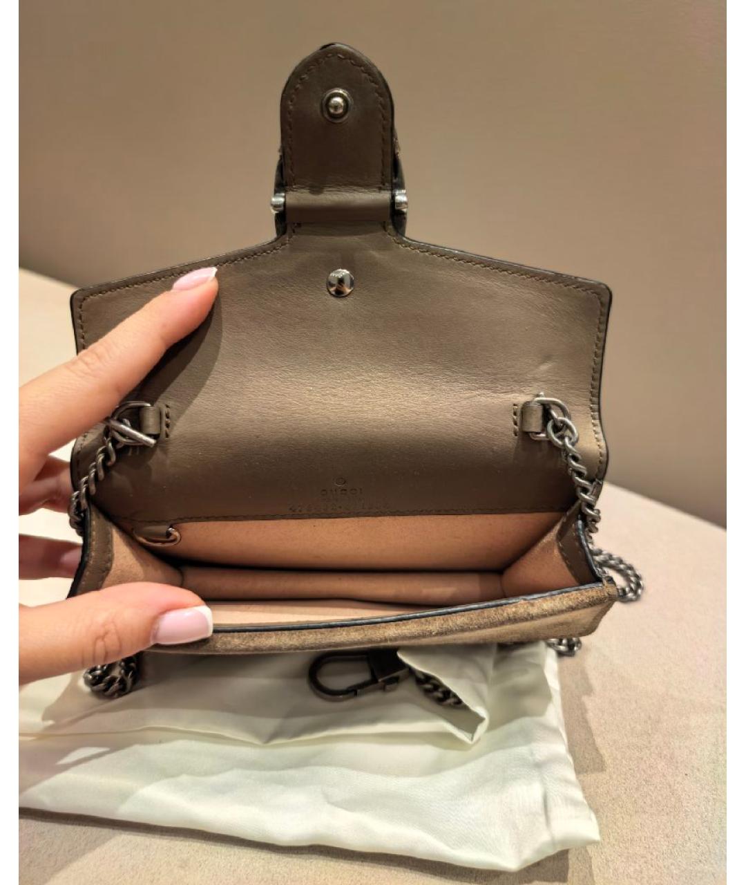 GUCCI Бежевая сумка через плечо из канвы, фото 4