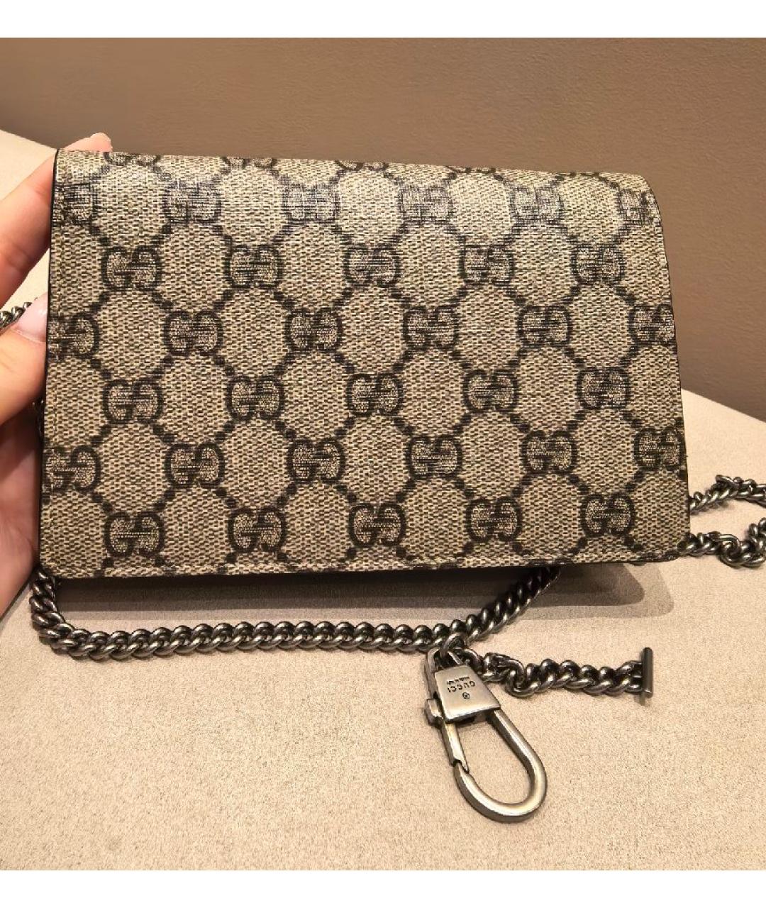 GUCCI Бежевая сумка через плечо из канвы, фото 3