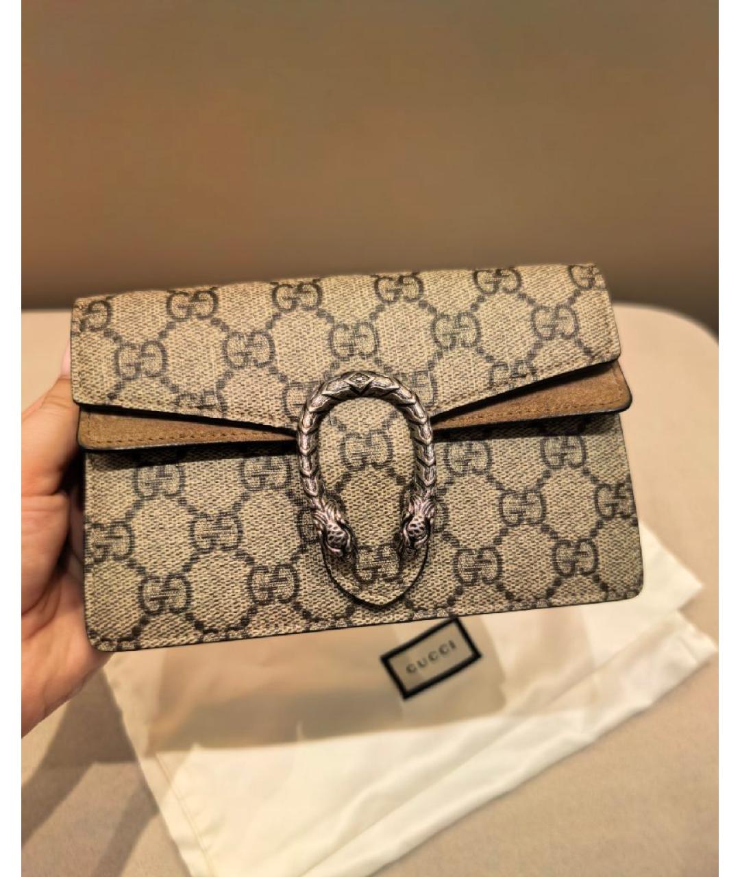 GUCCI Бежевая сумка через плечо из канвы, фото 5