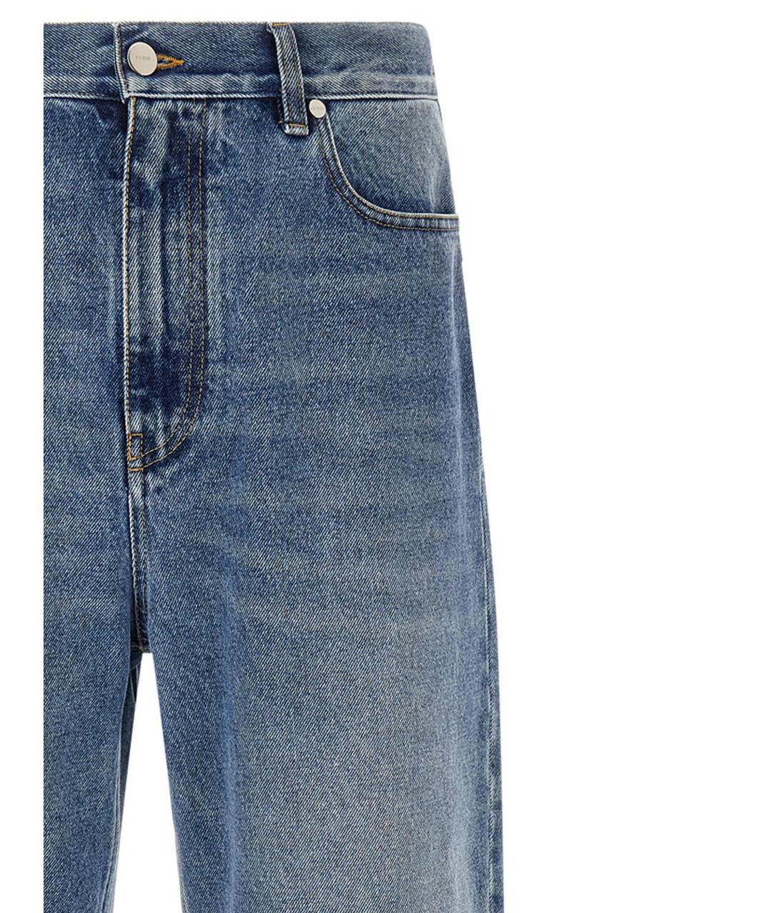 FENDI Голубые хлопковые прямые джинсы, фото 3
