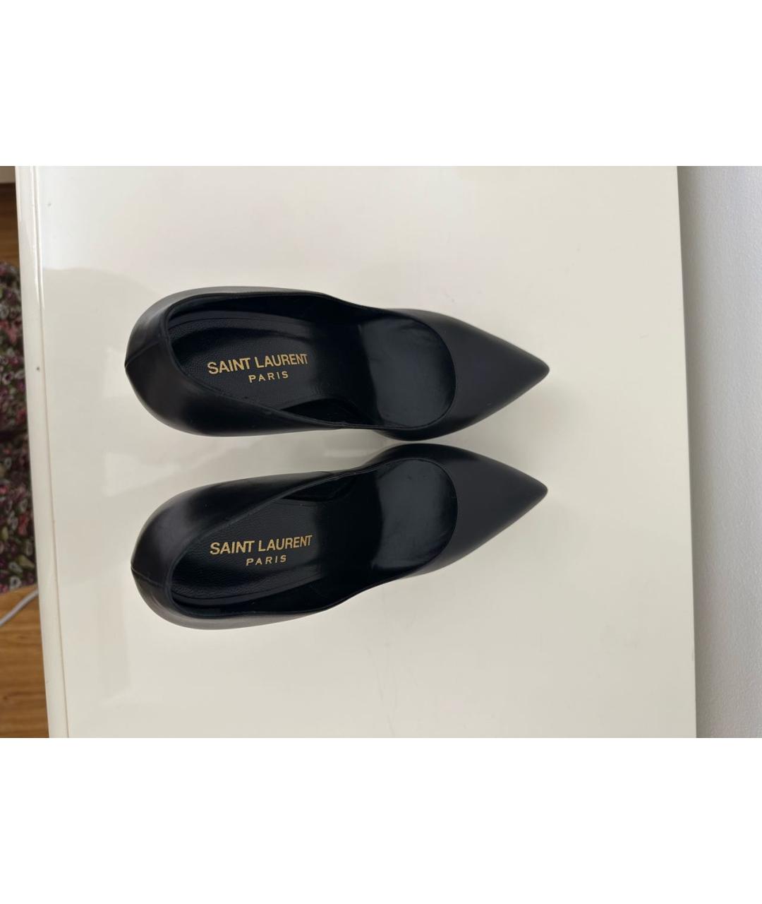 SAINT LAURENT Черные кожаные туфли, фото 3