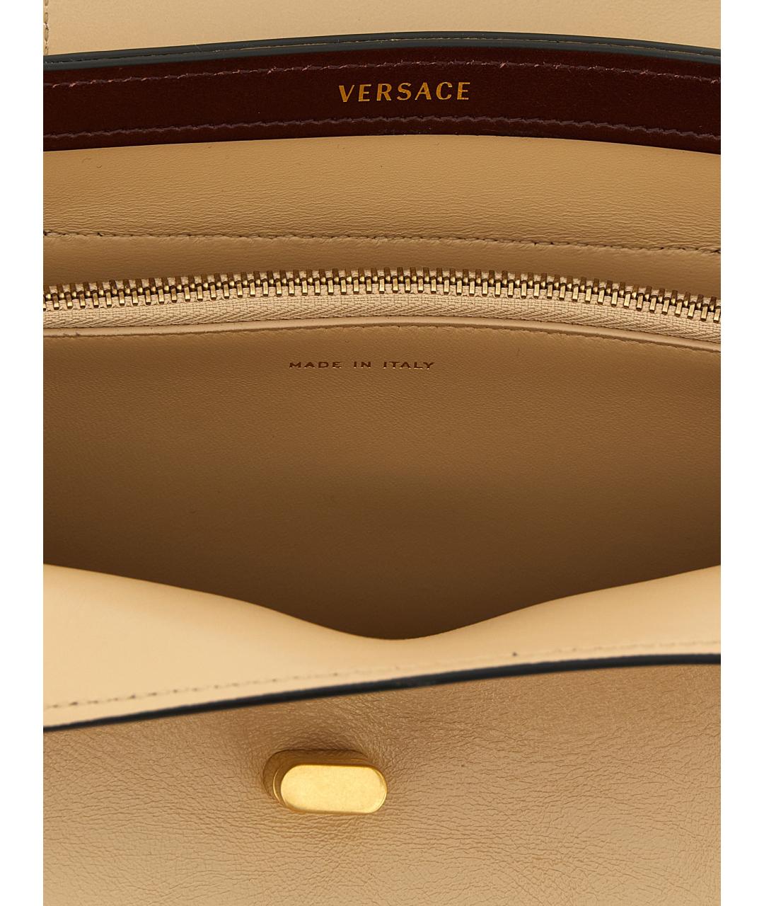 VERSACE Бежевая кожаная сумка через плечо, фото 4