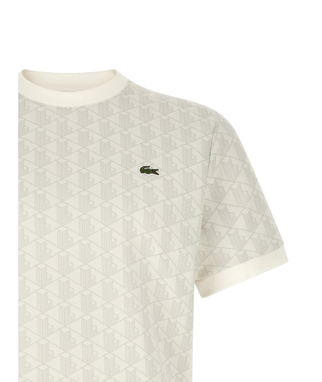 LACOSTE Бежевая хлопко-полиэстеровая футболка, фото 3