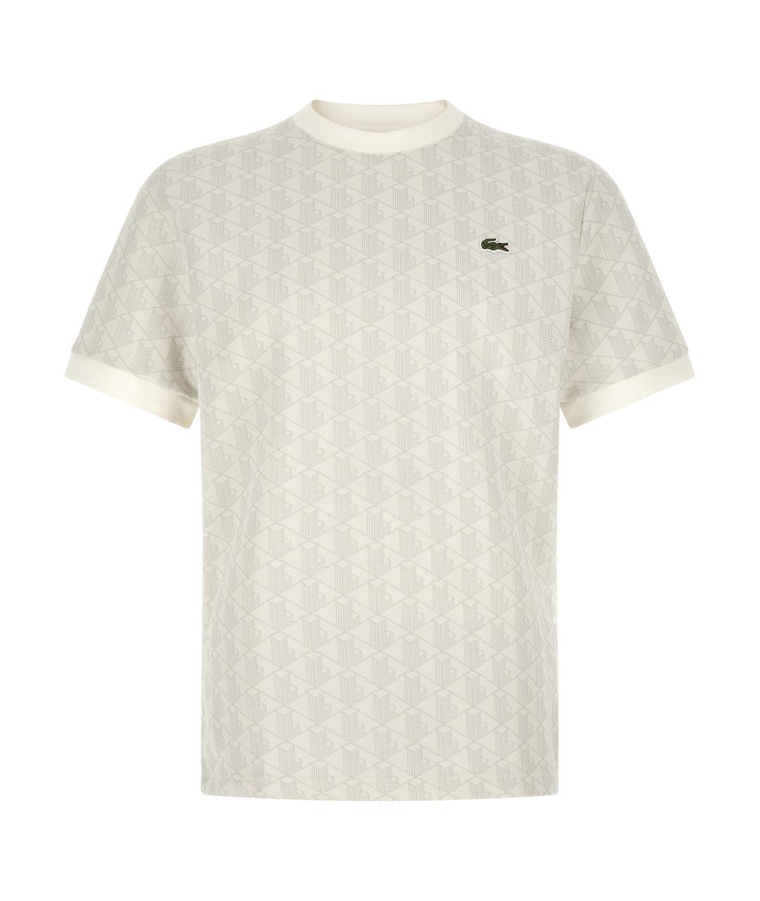 LACOSTE Бежевая хлопко-полиэстеровая футболка, фото 1