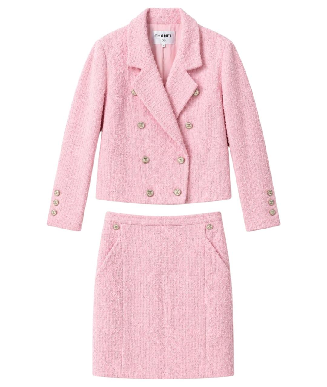 CHANEL Розовый твидовый костюм с юбками, фото 1