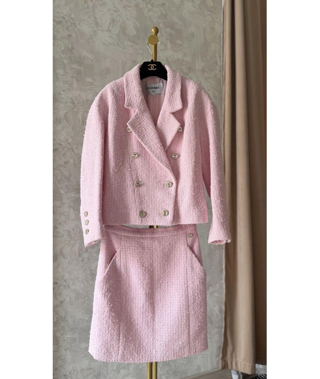 CHANEL Розовый твидовый костюм с юбками, фото 2