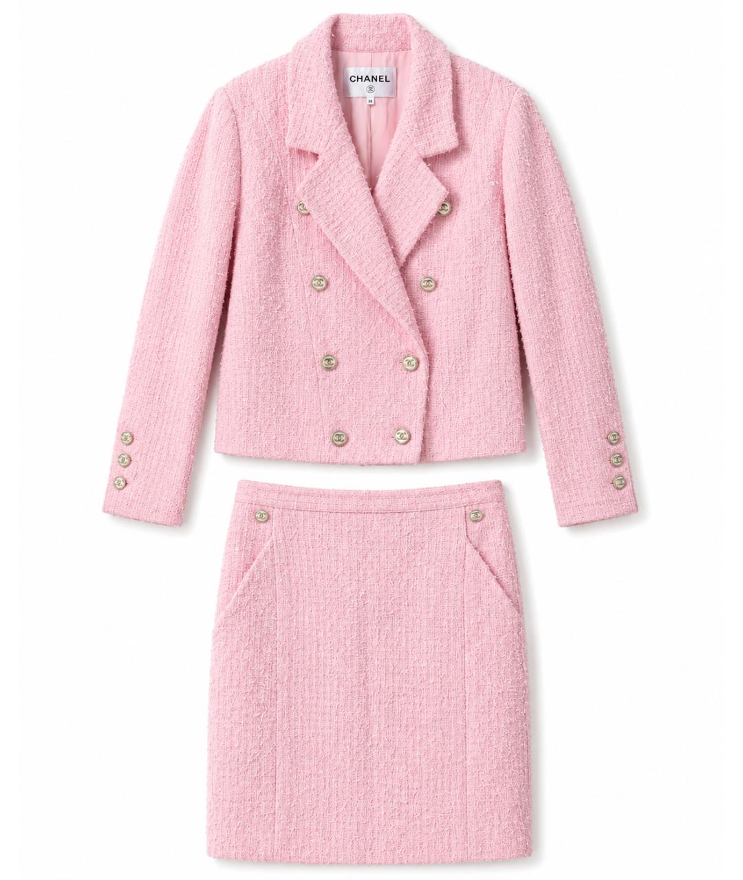 CHANEL Розовый твидовый костюм с юбками, фото 7