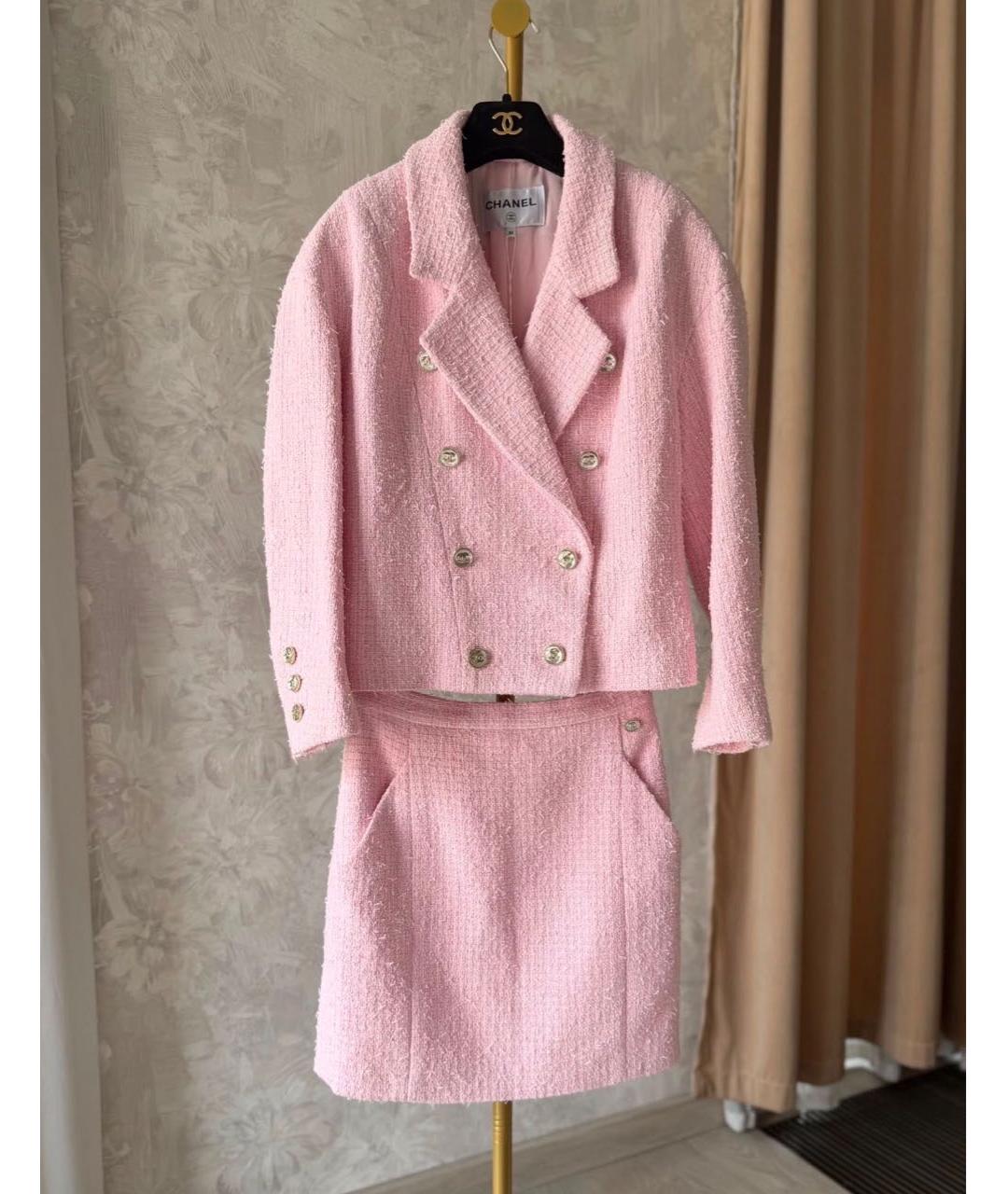 CHANEL Розовый твидовый костюм с юбками, фото 6