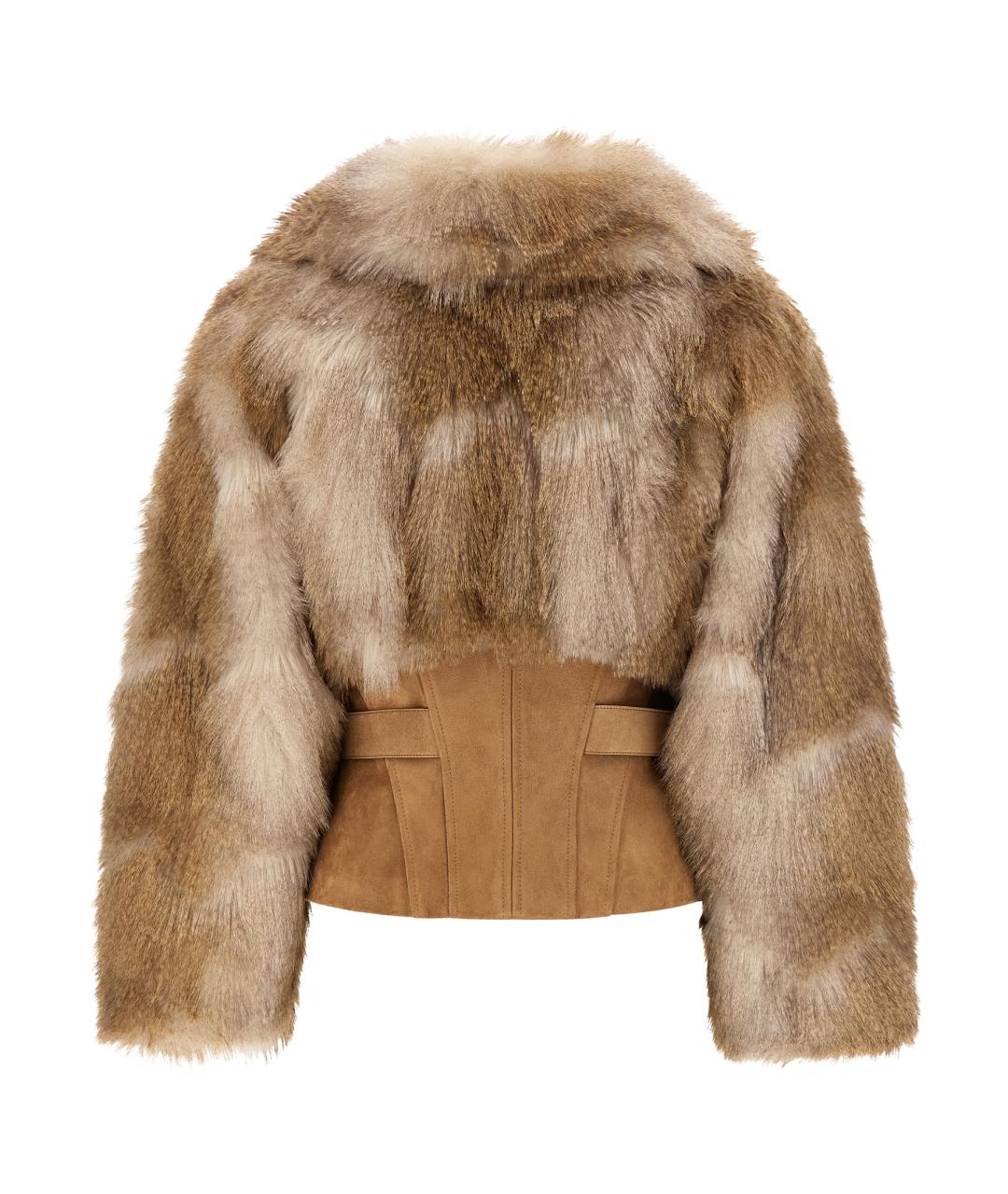 ELISABETTA FRANCHI Коричневая полиэстеровая куртка, фото 2