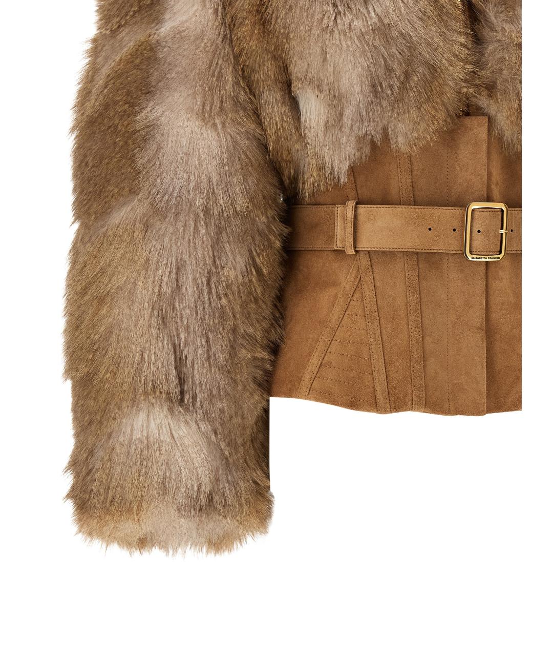 ELISABETTA FRANCHI Коричневая полиэстеровая куртка, фото 4