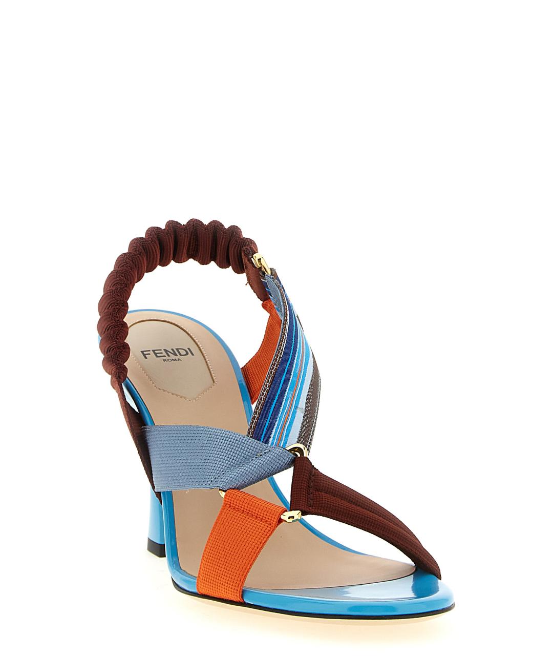 FENDI Мульти синтетические босоножки, фото 2