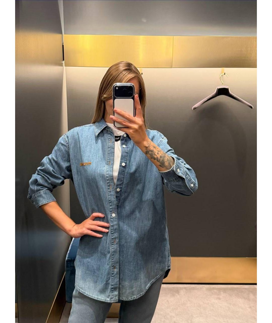 MIU MIU Синяя хлопковая рубашка, фото 8