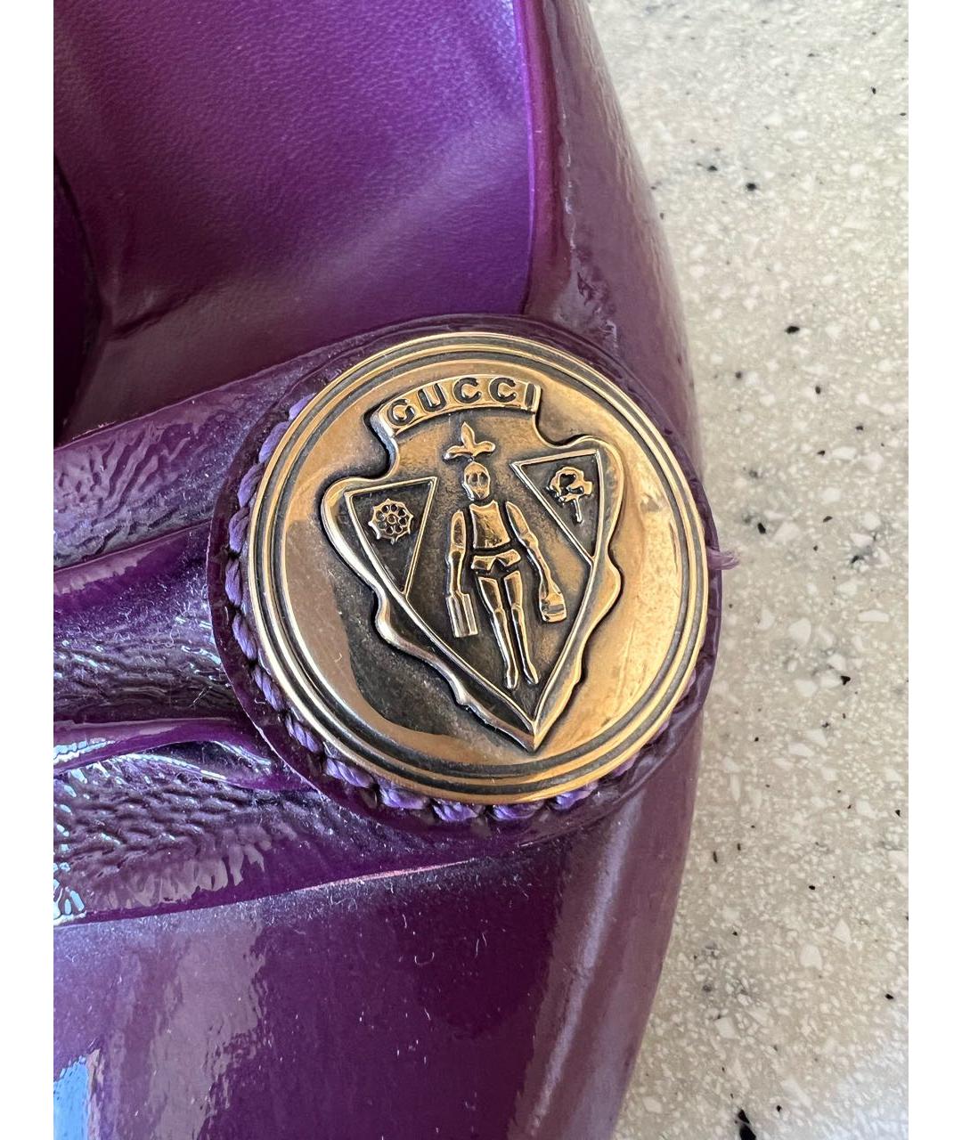 GUCCI Бордовые туфли из лакированной кожи, фото 4