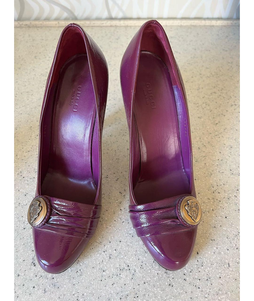 GUCCI Бордовые туфли из лакированной кожи, фото 2