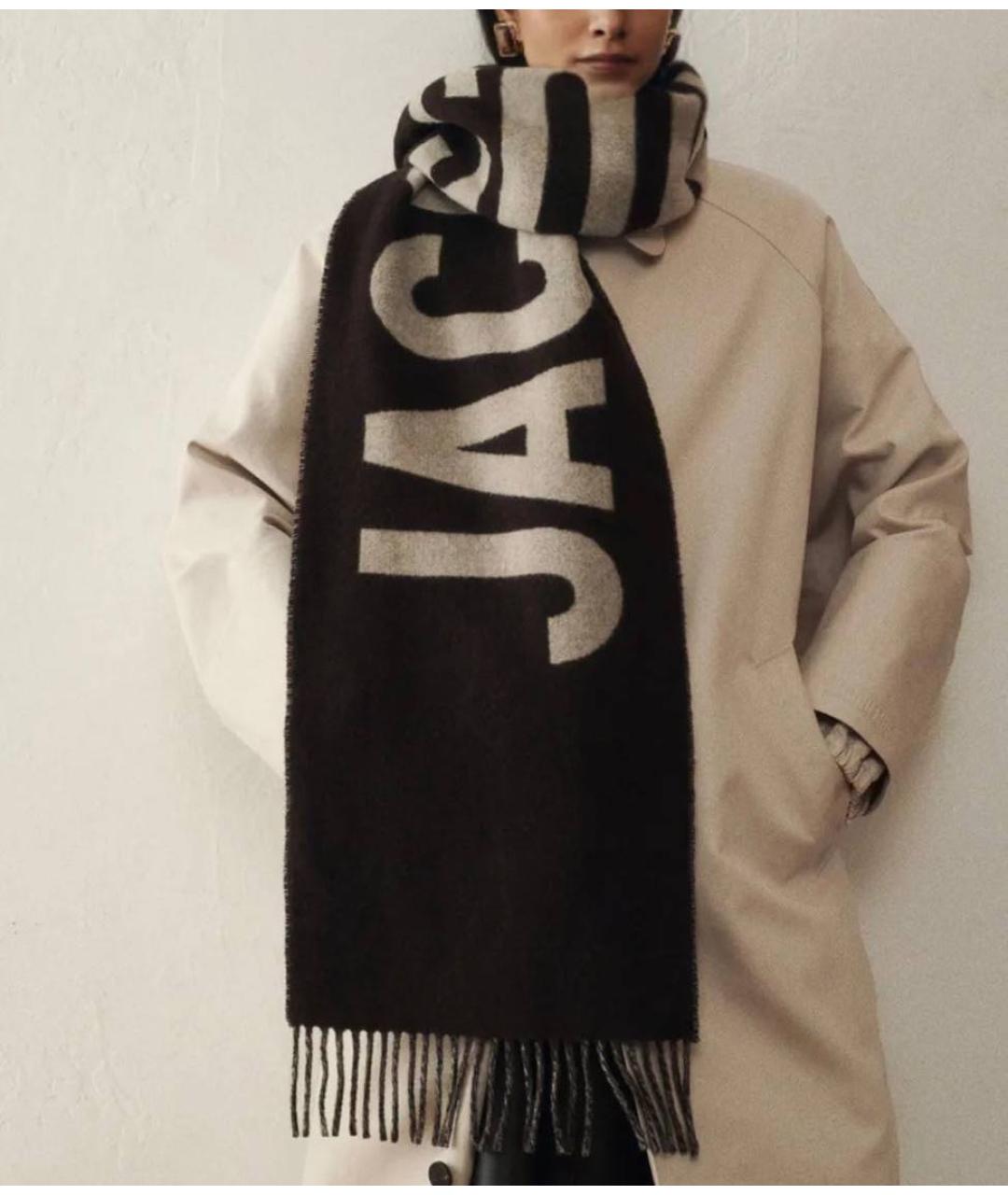 JACQUEMUS Коричневый шерстяной шарф, фото 5