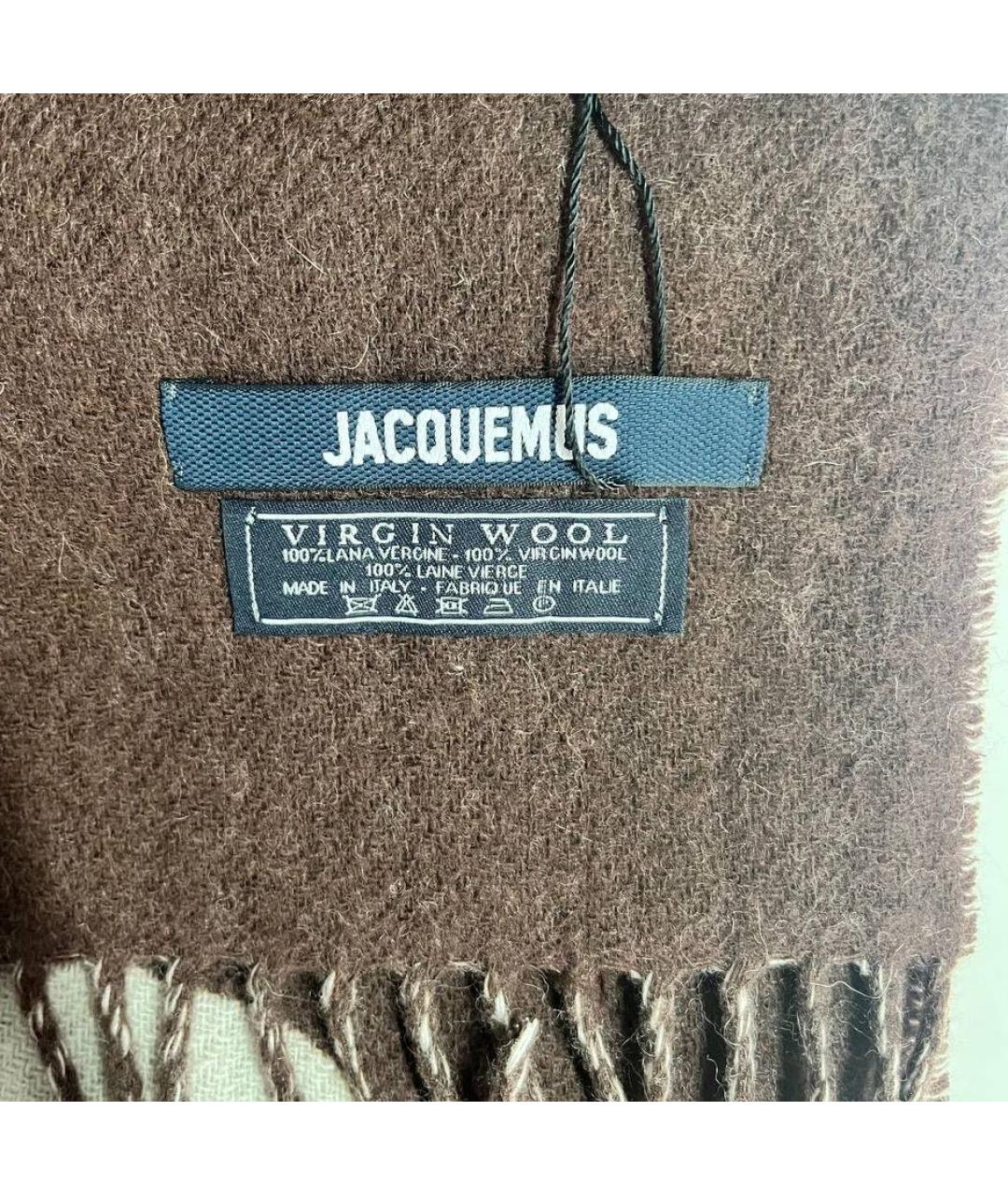 JACQUEMUS Коричневый шерстяной шарф, фото 4