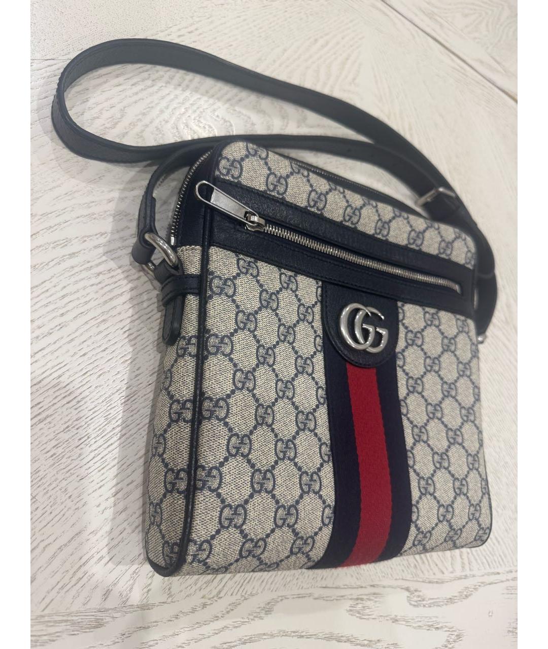 GUCCI Синяя сумка на плечо из канвы, фото 2