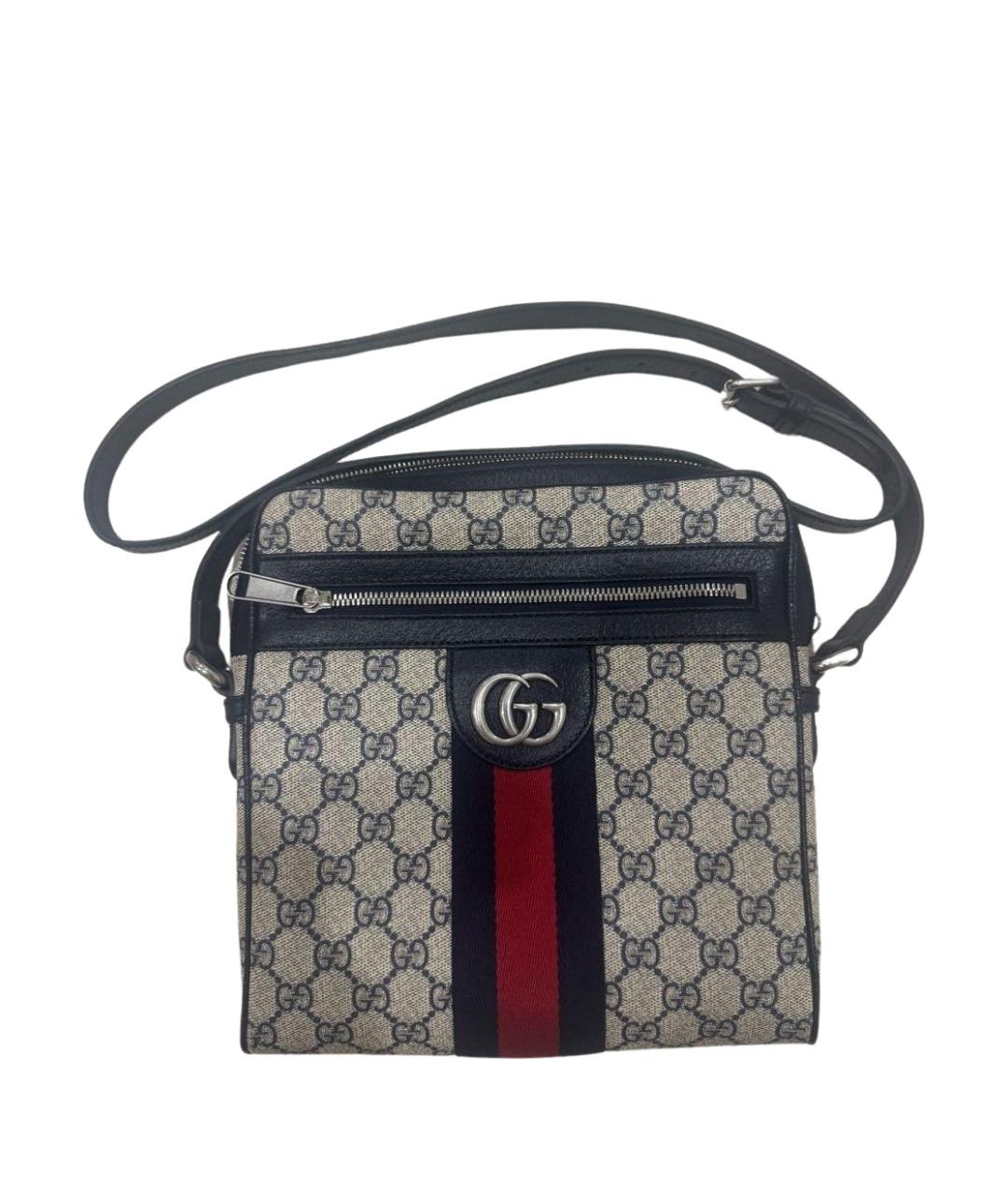 GUCCI Синяя сумка на плечо из канвы, фото 1