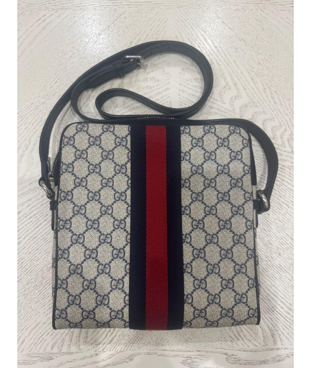 GUCCI Синяя сумка на плечо из канвы, фото 3