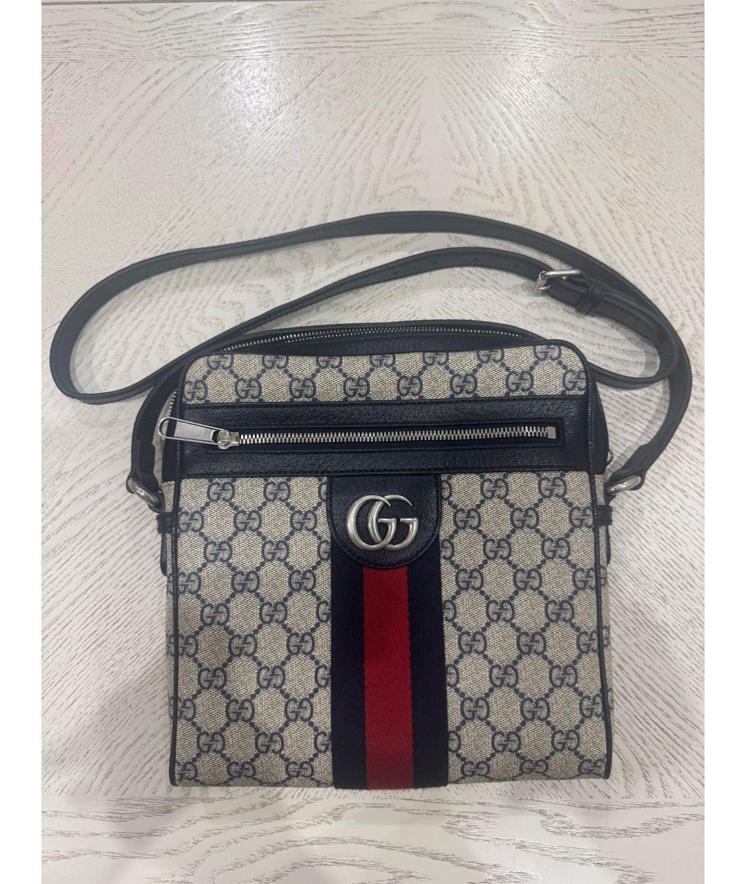 GUCCI Синяя сумка на плечо из канвы, фото 9