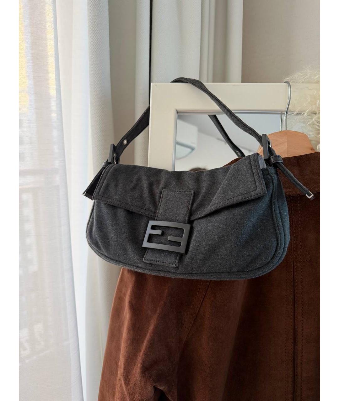 FENDI Серая тканевая сумка через плечо, фото 3