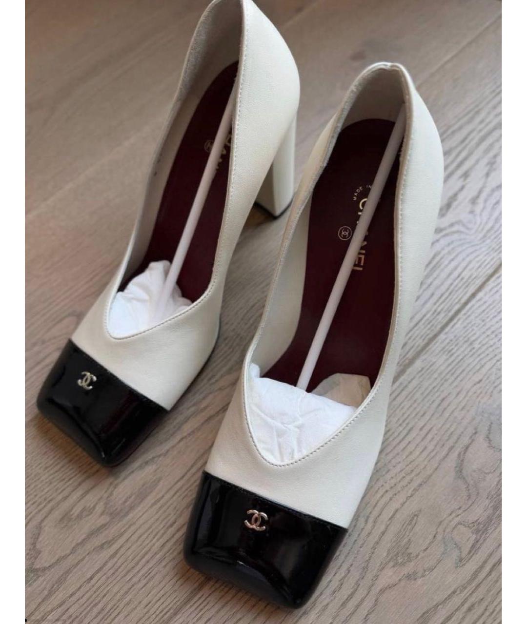 CHANEL Белые кожаные туфли, фото 5