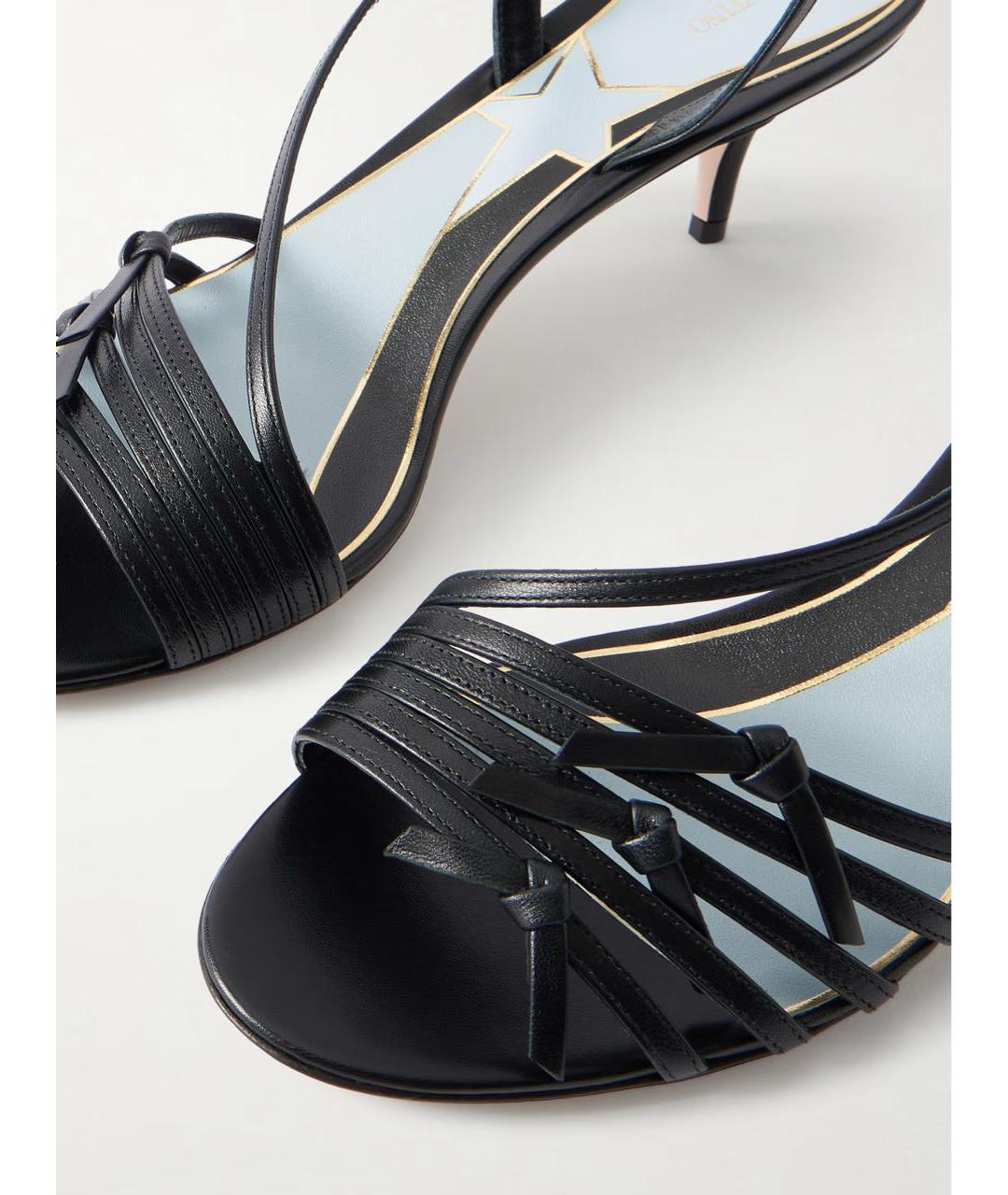 VALENTINO Черные кожаные босоножки, фото 5