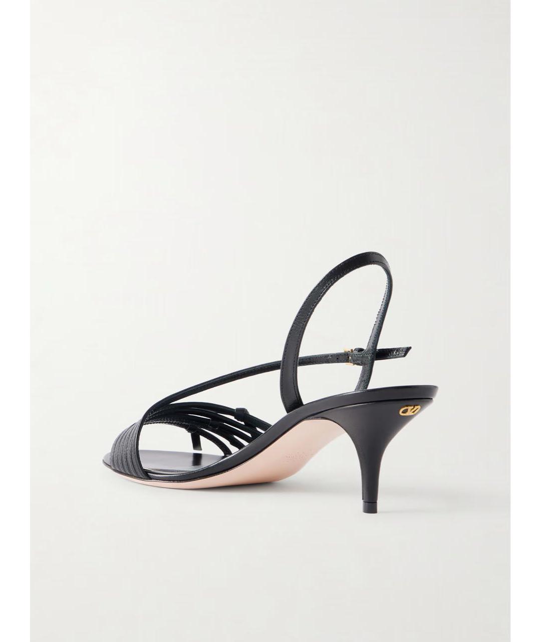 VALENTINO Черные кожаные босоножки, фото 4