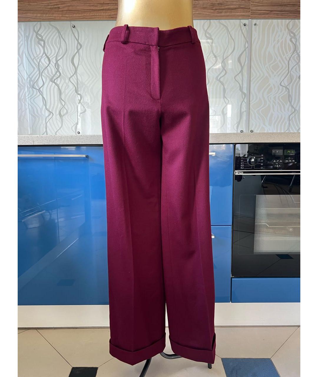 BALENCIAGA Бордовые шерстяные брюки широкие, фото 2