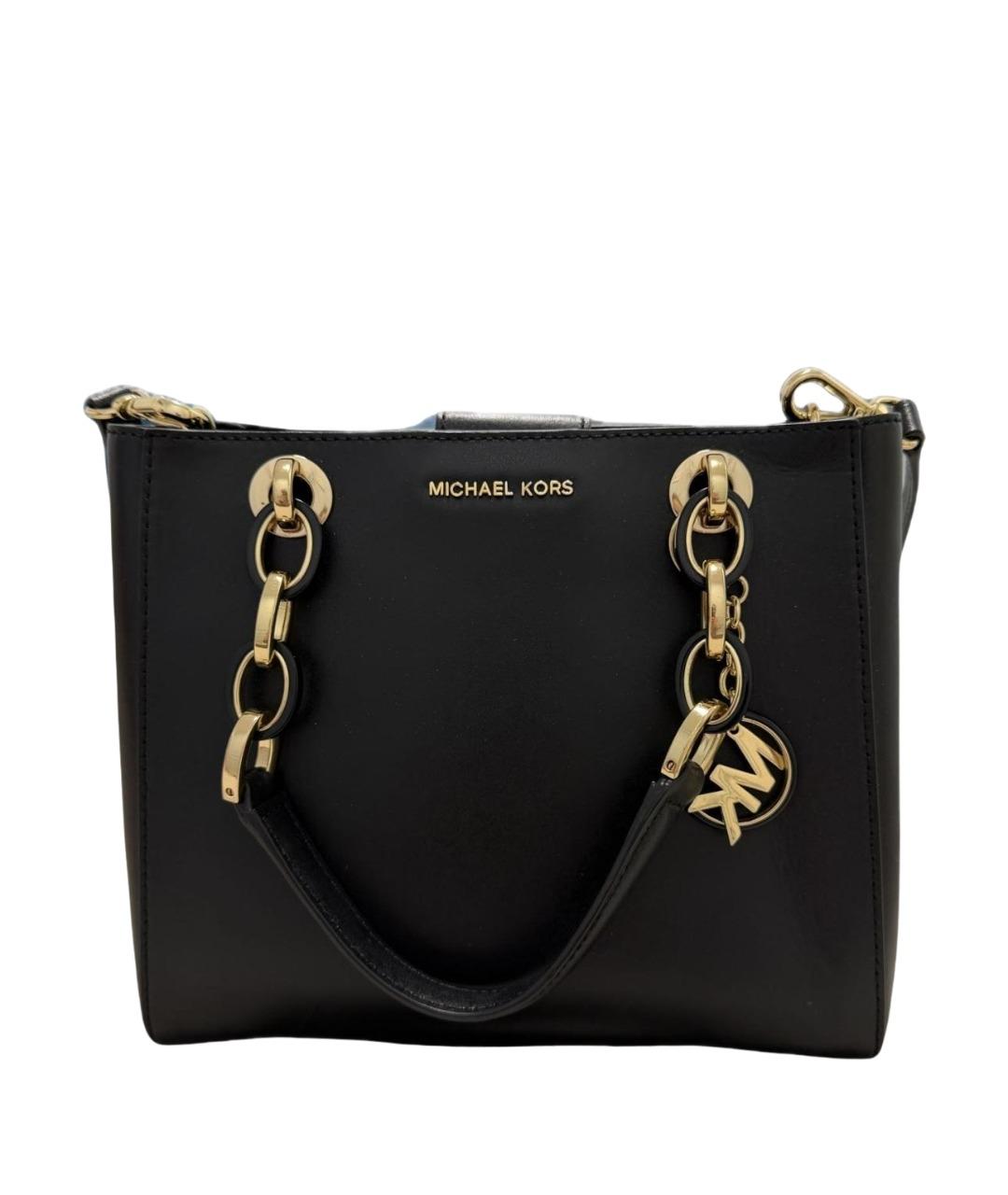 MICHAEL KORS Черная кожаная сумка с короткими ручками, фото 1