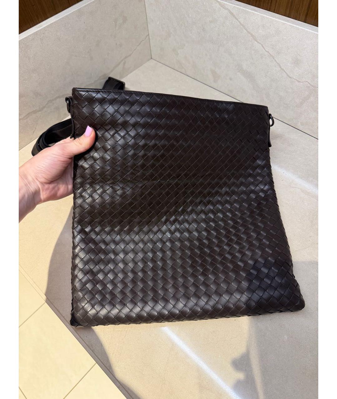 BOTTEGA VENETA Коричневая кожаная сумка на плечо, фото 2