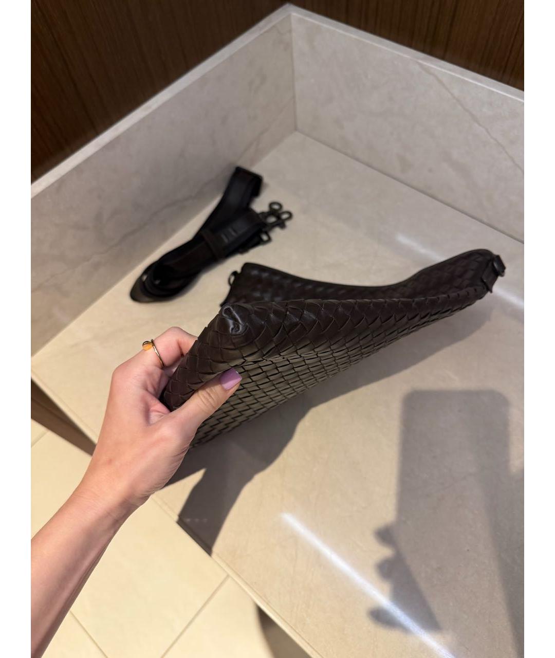 BOTTEGA VENETA Коричневая кожаная сумка на плечо, фото 8