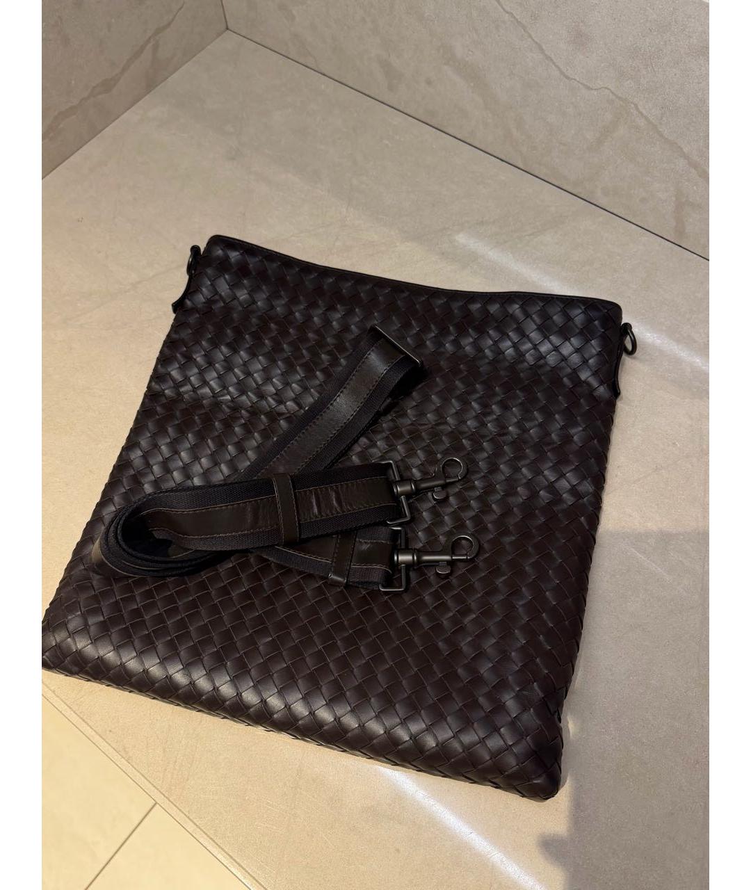 BOTTEGA VENETA Коричневая кожаная сумка на плечо, фото 3