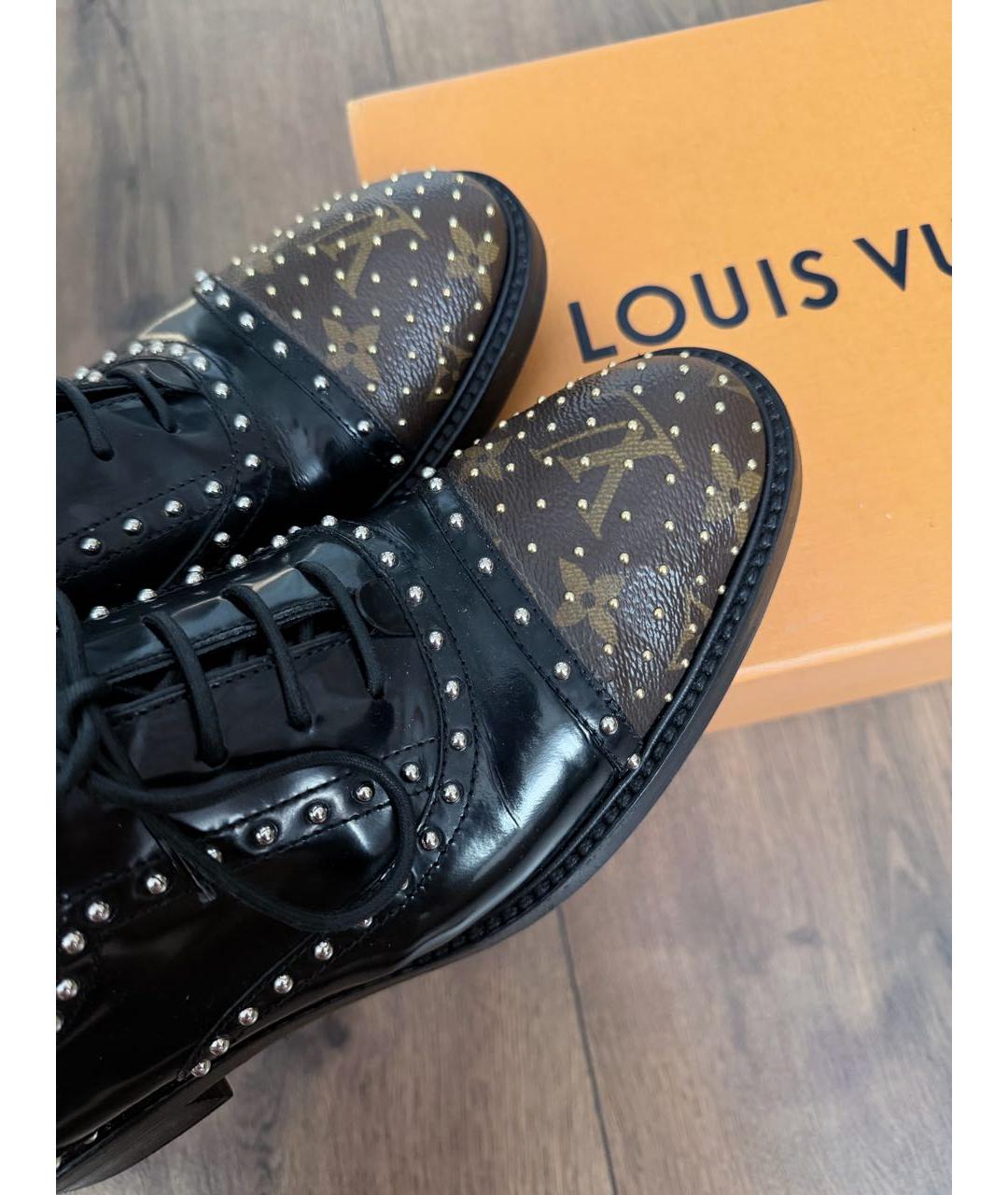 LOUIS VUITTON Черные кожаные брогги и оксфорды, фото 5