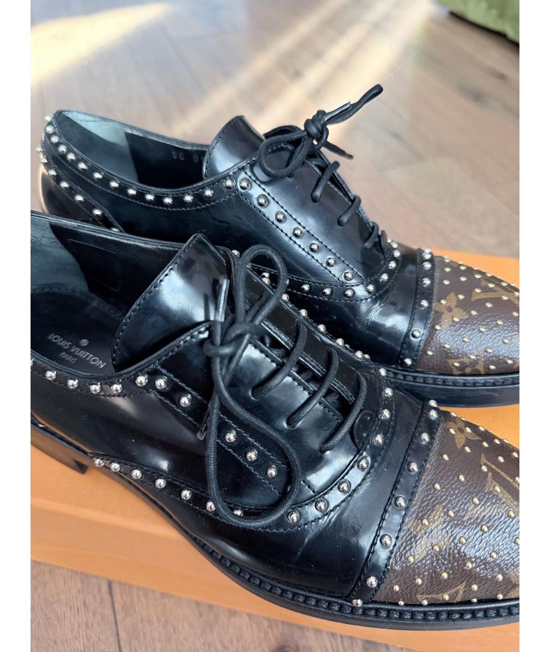 LOUIS VUITTON Черные кожаные брогги и оксфорды, фото 3