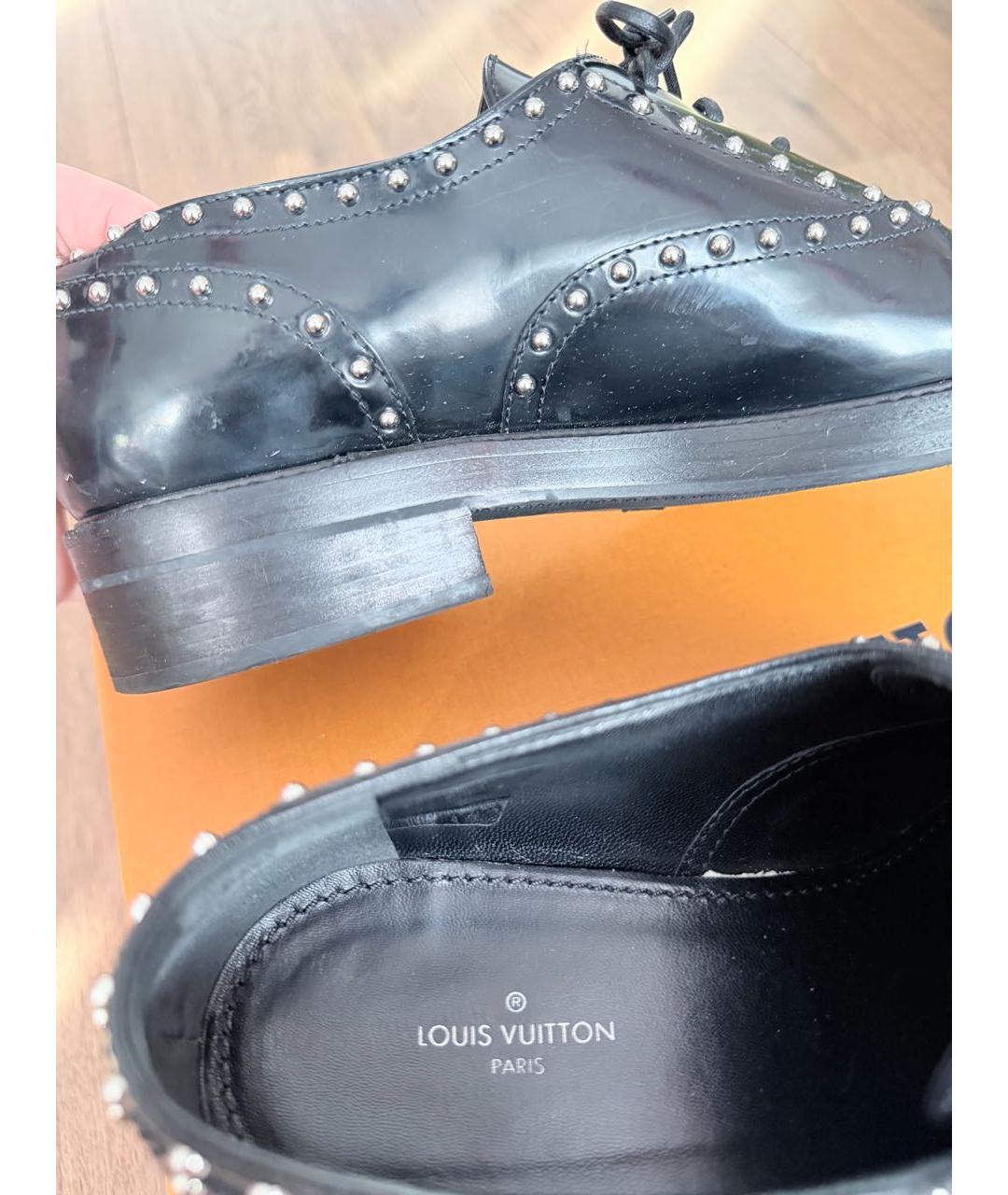 LOUIS VUITTON Черные кожаные брогги и оксфорды, фото 8