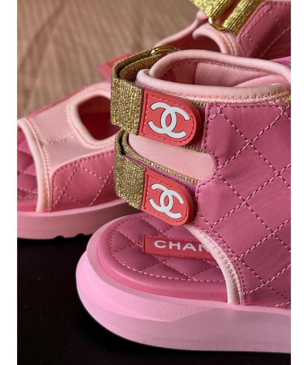 CHANEL Розовые кожаные сандалии, фото 6