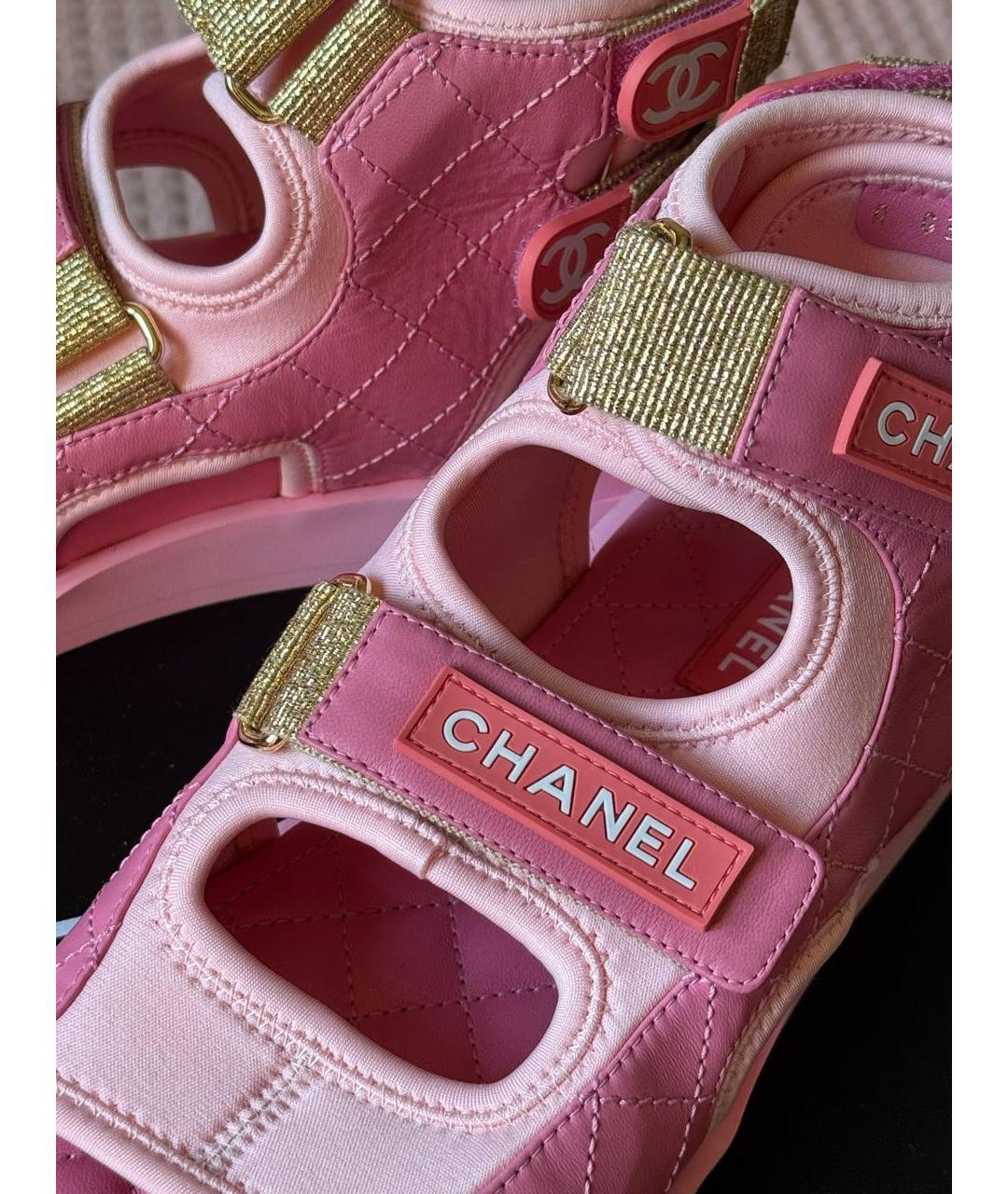 CHANEL Розовые кожаные сандалии, фото 5