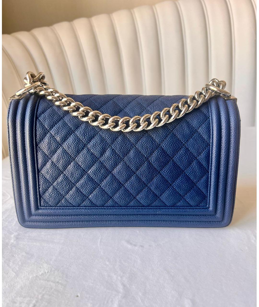 CHANEL Темно-синяя кожаная сумка через плечо, фото 3