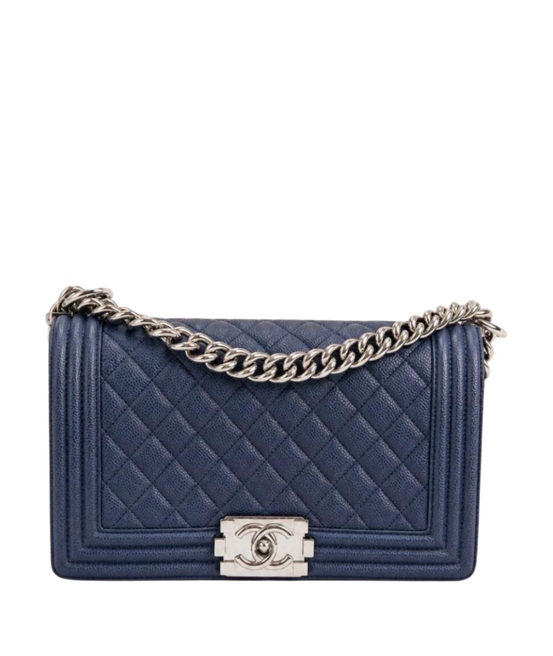 CHANEL Темно-синяя кожаная сумка через плечо, фото 1