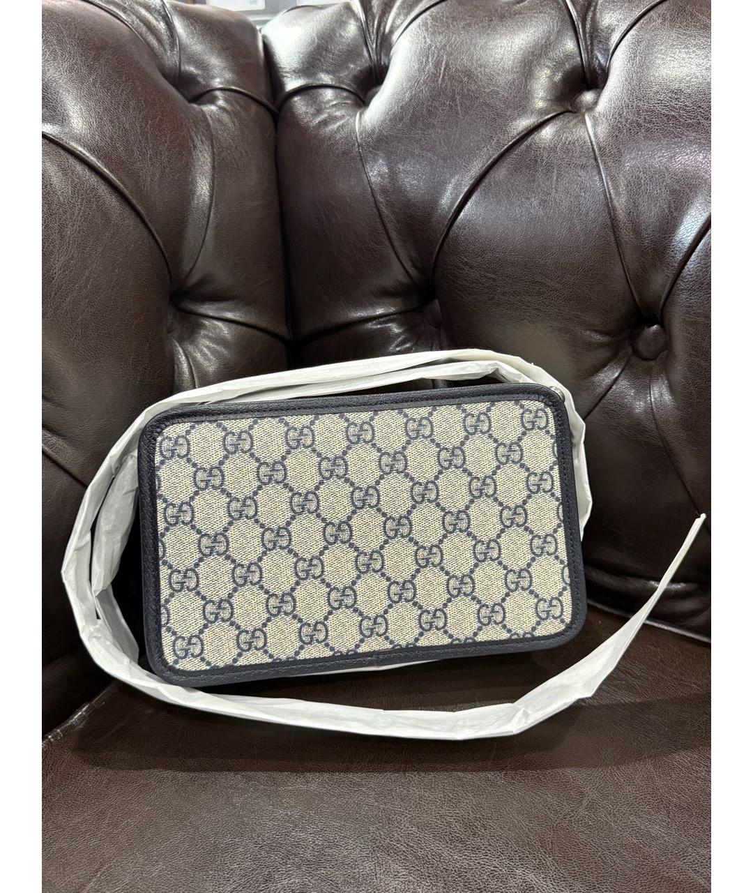 GUCCI Бежевая сумка через плечо из канвы, фото 3